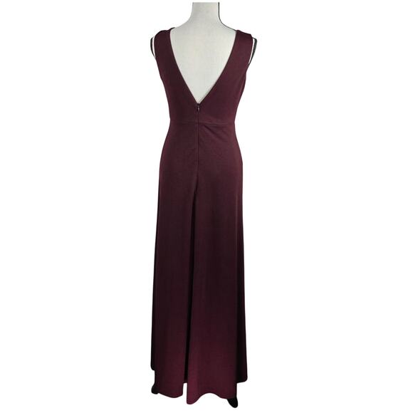 Birdy Grey Dress Womens Small Burgundy V-Neck Sleeveless Bridesmaid Maxi Gown - Picture 6 of 14
